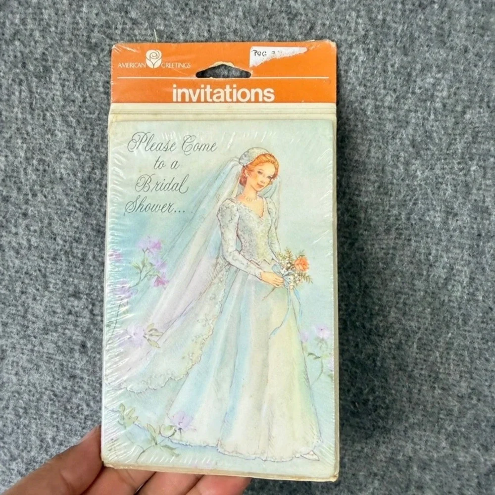 Vintage American Greetings Bridal Shower Invitations 8 Count Bride Illustration